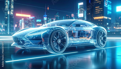 Futuristic Car Design concept made in graphics, Generated with AI.