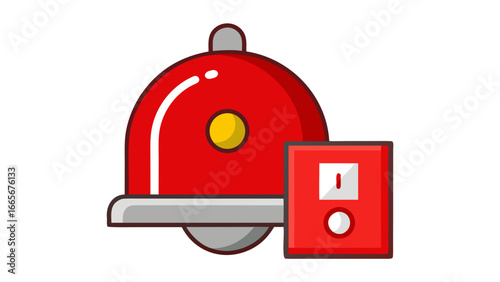 Fire Safety Equipment Icons – Extinguisher, Alarm, Hydrant, and Exit Sign Illustration