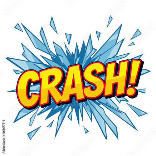 Comic Book Style "CRASH!" with Shattered Glass Effect