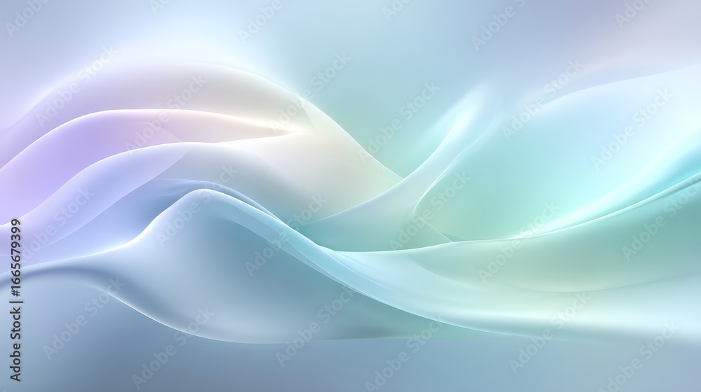 Fototapeta premium Abstract image featuring soft pastel colored fluid shapes with smooth curves creating a modern and elegant visual composition.