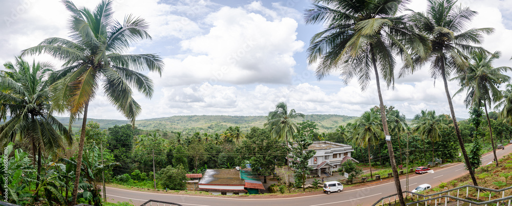 Fototapeta premium Pictureque view of the hills and valleys of Vilakkannur in Kerala, India, - from Christ the King church