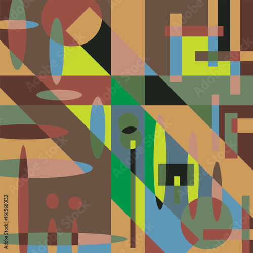 An abstract background vector design featuring various random shapes combined with harmonious color synergy for graphic resources.