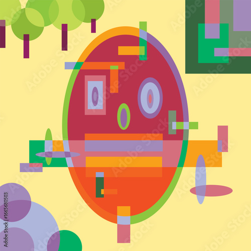 An abstract background vector design featuring various random shapes combined with harmonious color synergy for graphic resources.