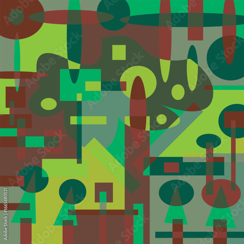 An abstract background vector design featuring various random shapes combined with harmonious color synergy for graphic resources.