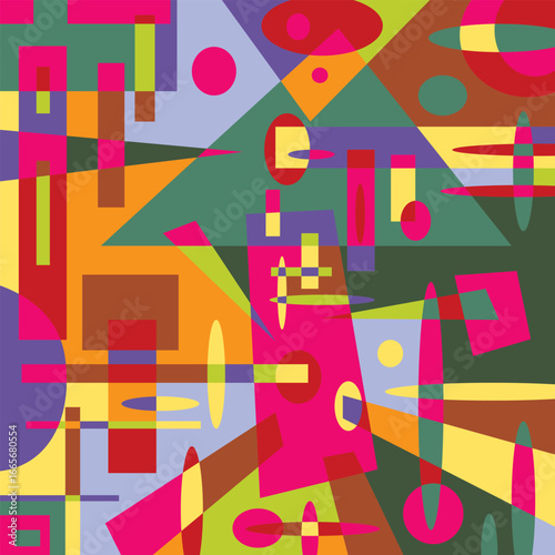 An abstract background vector design featuring various random shapes combined with harmonious color synergy for graphic resources.