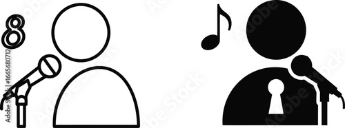 Microphone singing icon vector illustration vocal performance editable