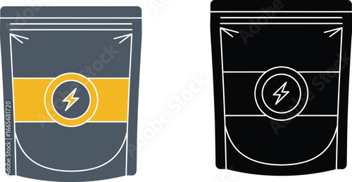 Energy drink pouch vector illustration product packaging editable