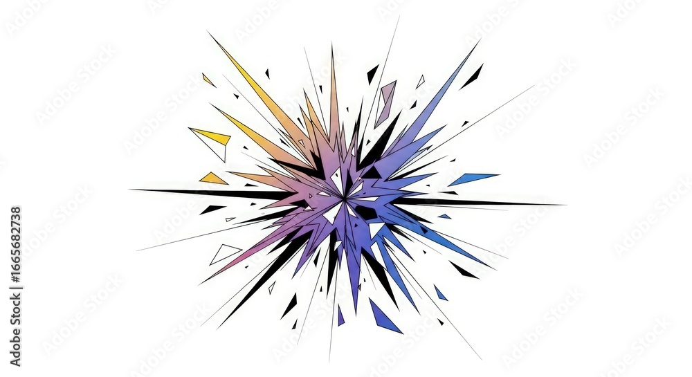 Obraz premium Abstract Geometric Explosion with Gradient Colors on White Background