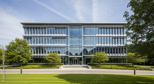 Modern architecture shines in dynamic office building exterior