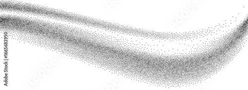 Wave gradient grain texture. Black stippled curve line background. Undulate smooth sand backdrop with speckles, particles, granules. Grunge noise dotted wallpaper for banner, poster, brochure. Vector