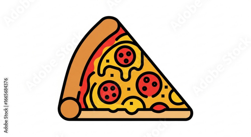 Delicious pepperoni pizza slice vector illustration for pizzeria menu and food design, isolated art 100