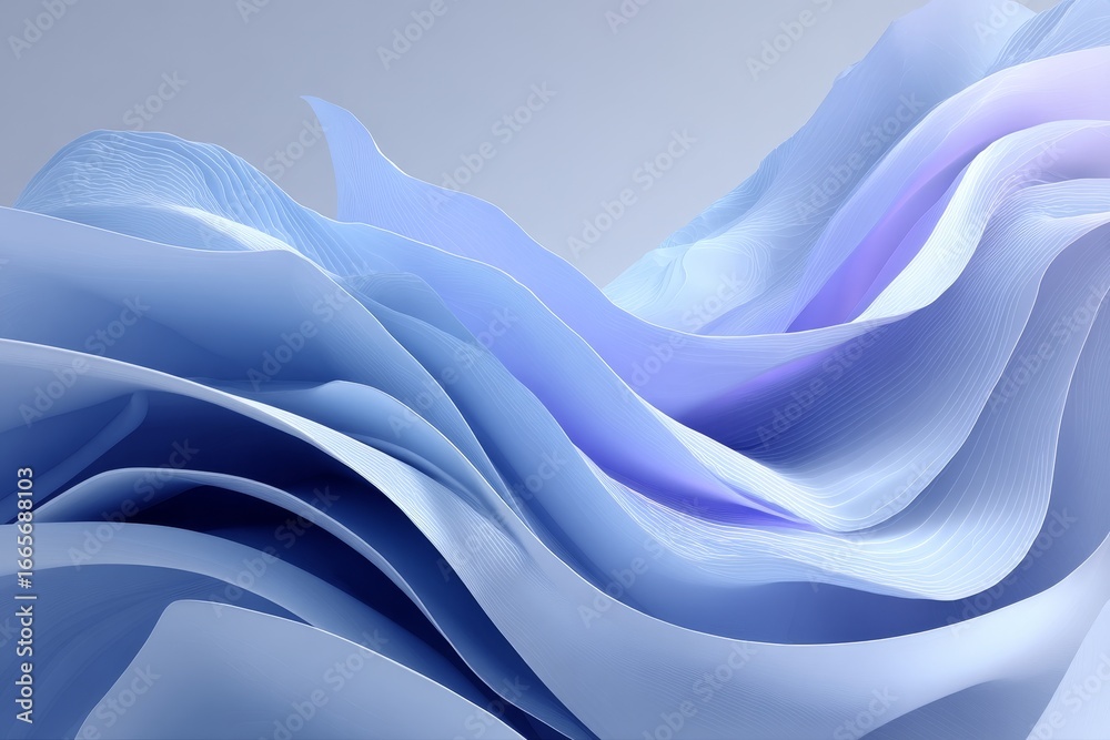 Obraz premium Abstract fluid shapes in soft blue and purple tones form a modern and elegant visual composition with smooth curves and harmonious colors.