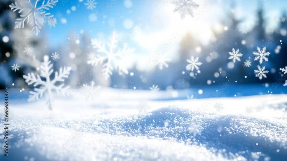 custom made wallpaper toronto digitalSparkling snowflakes fall on a snow covered landscape under a bright blue sky