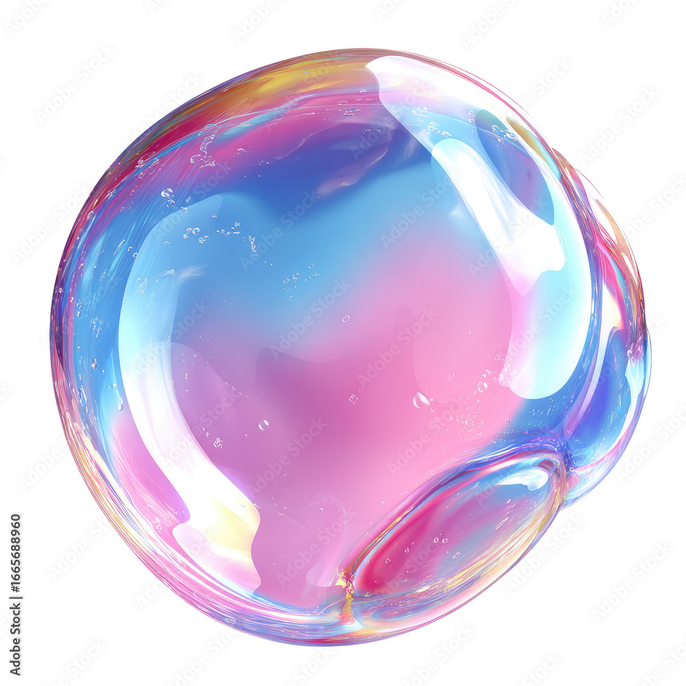 Fototapeta premium Soap Bubble Colorful Isolated on White PNG
