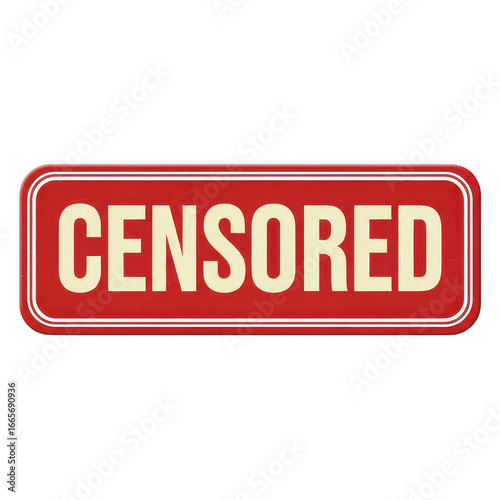 Red censored sign isolated on transparent background