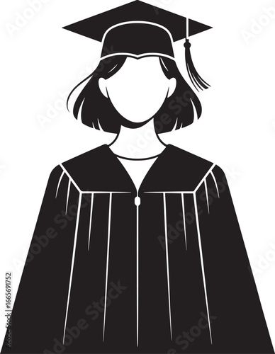 Stylized illustration of a graduate in a cap and gown