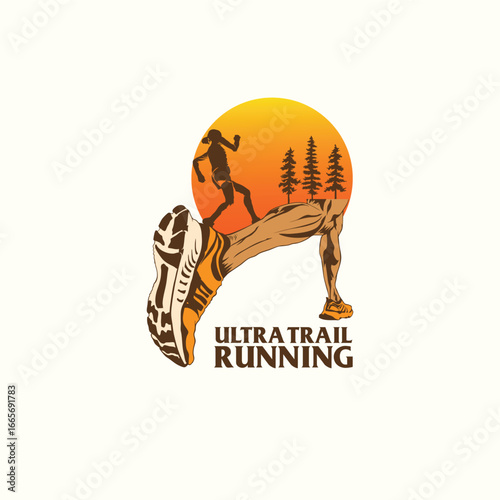 ultra Trail run logo vector