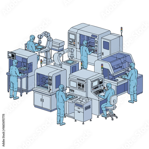 Semiconductor Manufacturing: A Cleanroom Environment with Robotic Automation