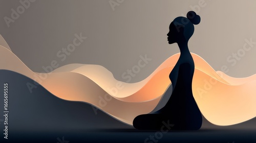 A woman sits in a meditative pose with crossed legs, hands resting on a small round cushion,