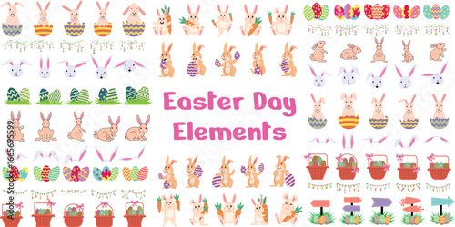 Easter Day Rabbit & Egg Illustration Bundle