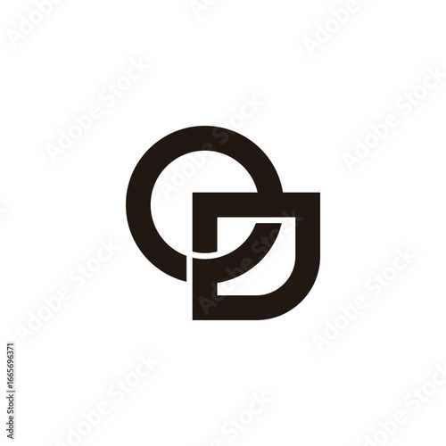 letter od ring 3d flat geometric logo vector