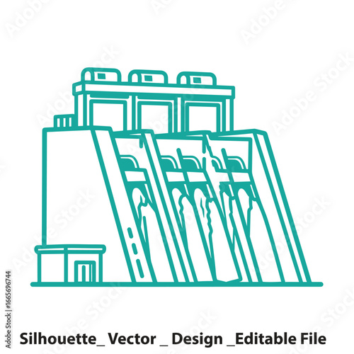 Vector art of hydroelectric dam station for renewable energy