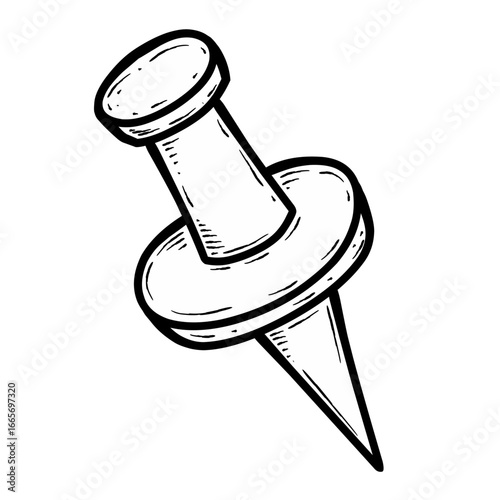 Sketch push pin isolated on white