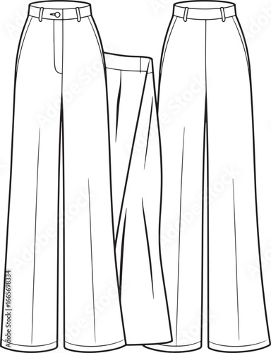 wide leg trousers with high waistline Fashion illustration