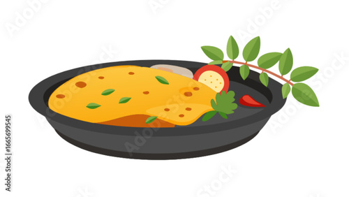 Delicious indian curry dish with roti and fresh herbs, authentic cuisine food photography style image