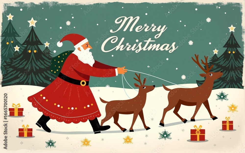 Merry Christmas retro folk art card collection. High quality Merry Christmas retro folk art card collection. High quality