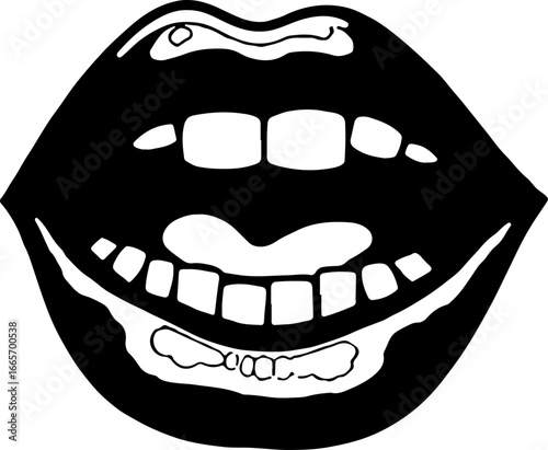 "Biting Lips Silhouette Art" Vector