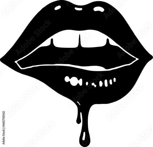 "Biting Lips Silhouette Art" Vector