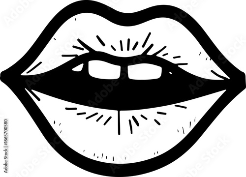 "Biting Lips Silhouette Art" Vector