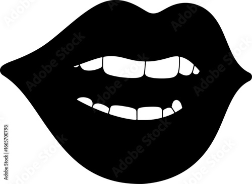 "Biting Lips Silhouette Art" Vector