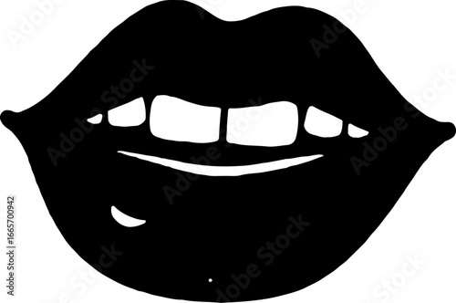 "Biting Lips Silhouette Art" Vector
