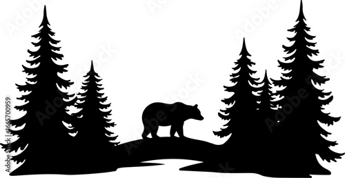 Man and Bears in Harmony Silhouette" Vector bundle