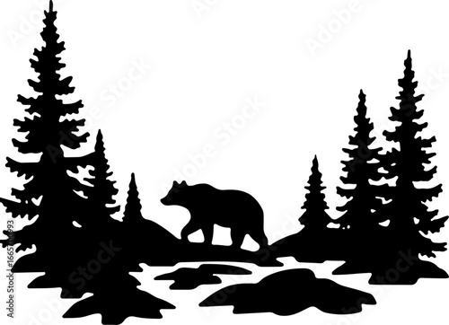 Man and Bears in Harmony Silhouette" Vector bundle