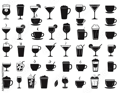 Collection of various beverage glasses and cups