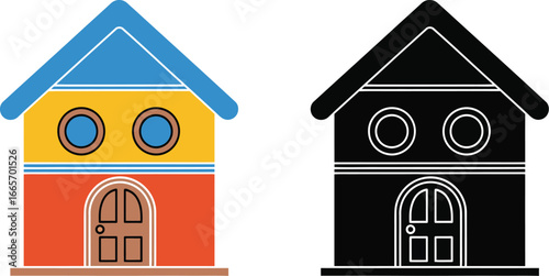 Cartoon house vector illustration cute home graphic design icon art vector