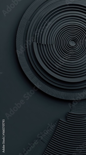 Wallpaper Mural Abstract dark grey concentric circles and geometric shapes Torontodigital.ca