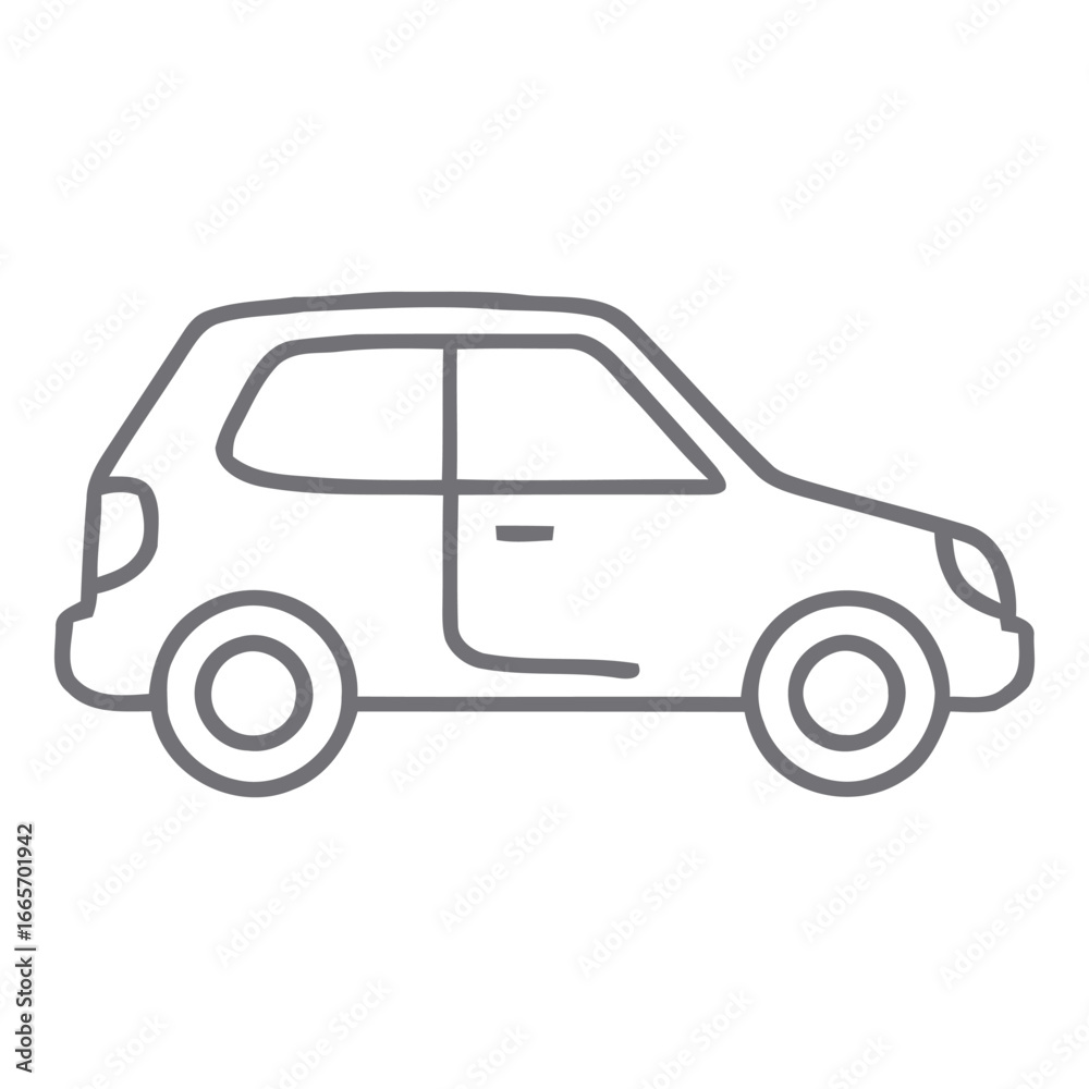 Obraz premium Small Car Side View Outline Icon Vector