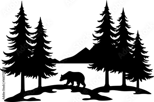 Man and Bears in Harmony Silhouette" Vector bundle