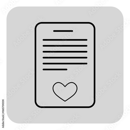 Minimalistic marriage certificate with lines for details and heart symbol at bottom. Formal acknowledgment of marital union concept