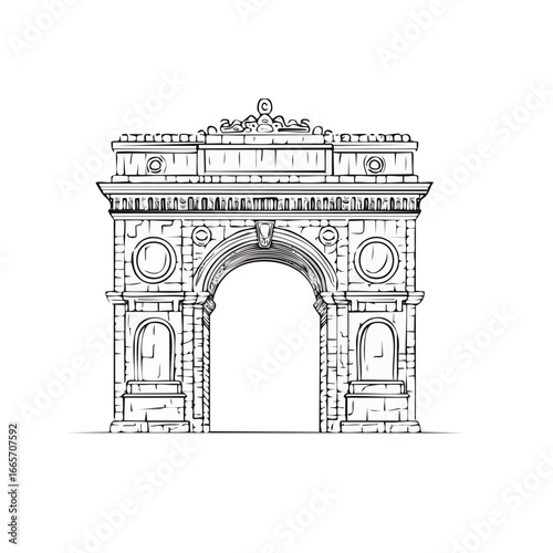 Vector fineliner drawing of classical arch