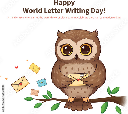 Celebrate heartfelt connections on World Letter Writing Day with an adorable owl's message of warmth