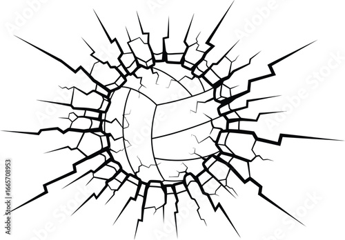 Volleyball crash effect vector illustration and design art