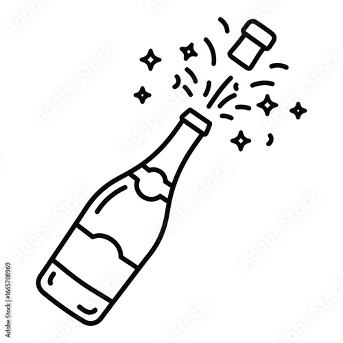 Wine or Champagne Bottle Outline Icon