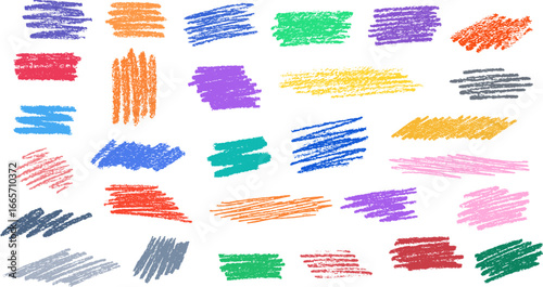 Colourful children's doodle brushes, chalk, crayons, pencil brushes, hand-drawn vector doodle lines, and bold crayon strokes.