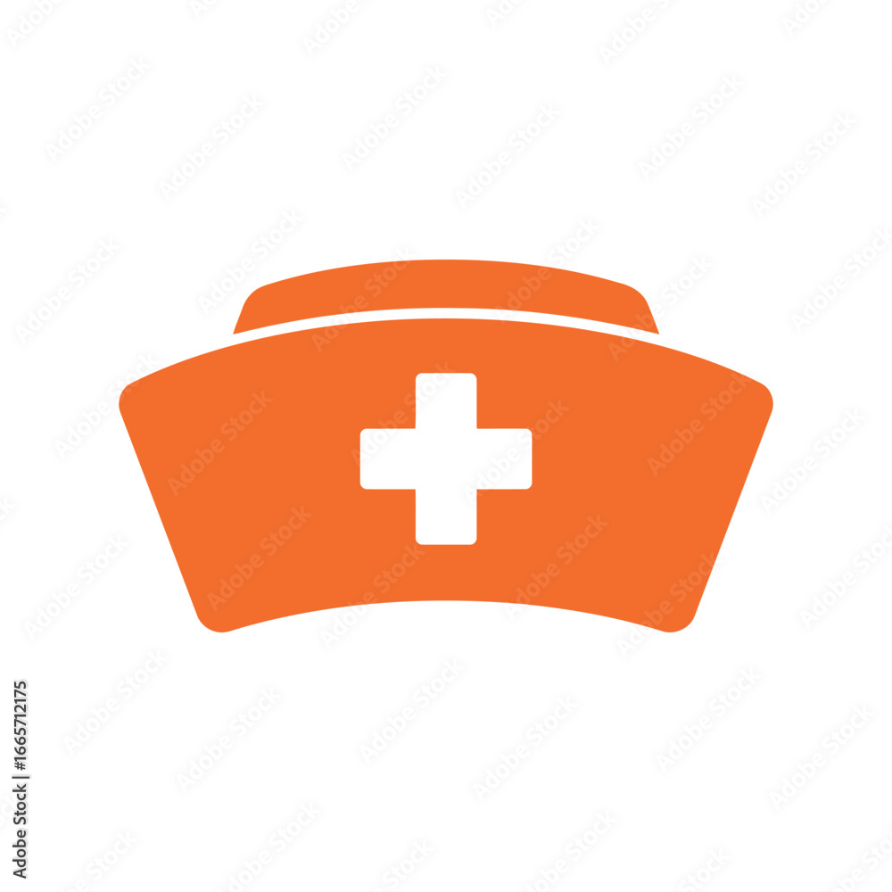 Obraz premium Orange nurse cap vector illustration medical symbol healthcare profession headwear hospital service icon isolated eps graphic