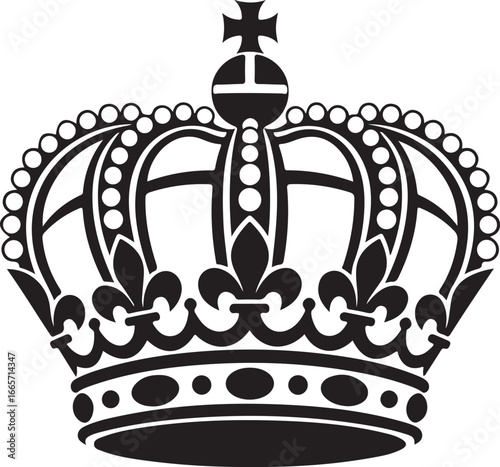 Vector art of black and white illustration of a royal crown